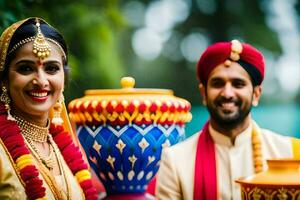 Indien mariage la photographie dans Delhi. généré par ai photo