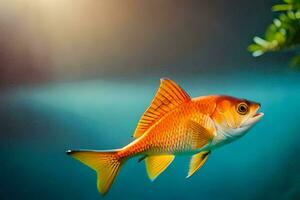 d'or poisson nager dans le l'eau. généré par ai photo