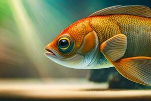 une poisson rouge est permanent dans le l'eau. généré par ai photo