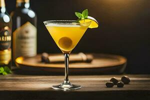 une cocktail avec une citron et menthe garnir. généré par ai photo