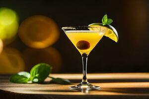 cocktail avec une citron vert et menthe. généré par ai photo