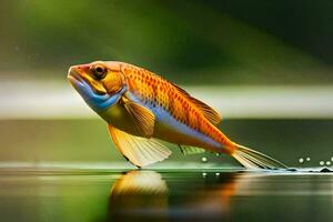 une poisson est nager dans le l'eau. généré par ai photo