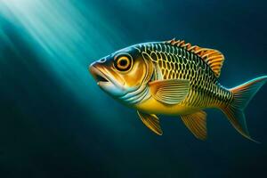 une poisson nager dans le l'eau. généré par ai photo