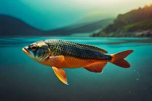 une poisson nager dans le l'eau. généré par ai photo