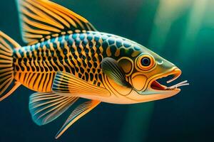 une poisson avec une gros bouche est montré dans le l'eau. généré par ai photo