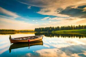 le bateau sur le lac. généré par ai photo