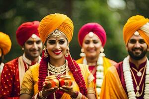 Indien mariage dans le ville. généré par ai photo