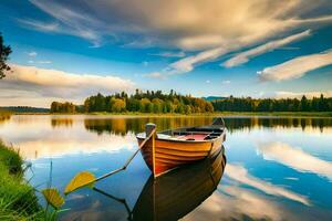 le bateau sur le lac. généré par ai photo