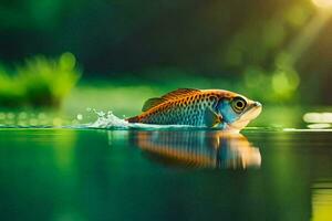 une poisson nager dans le l'eau. généré par ai photo