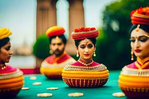 Indien mariage la photographie dans Delhi. généré par ai photo