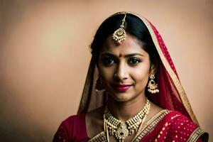 une magnifique Indien femme dans traditionnel tenue. généré par ai photo