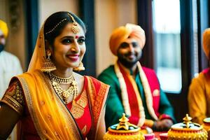 Indien mariage dans le ville. généré par ai photo