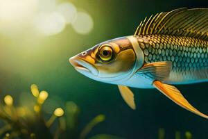 une poisson nager dans le l'eau. généré par ai photo