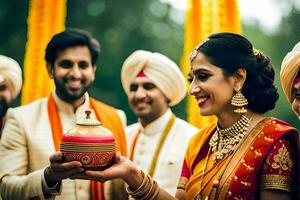 Indien mariage cérémonie. généré par ai photo