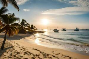 une plage à ou près le Hôtel. généré par ai photo