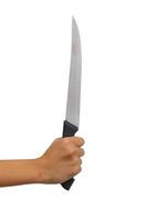 Jeune fille asiatique de 12 ans tenant un long couteau photo