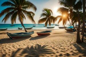 le plage à ou près le Hôtel. généré par ai photo