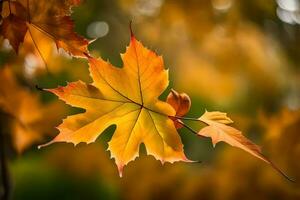 l'automne feuilles sur une arbre. généré par ai photo