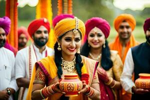 Indien mariage la cérémonie dans Delhi. généré par ai photo