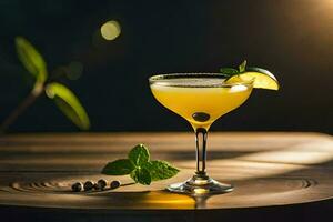 une cocktail avec une citron tranche et menthe feuilles. généré par ai photo