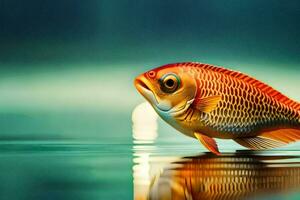 poisson rouge, le eau, réflexion, poisson, le eau, HD fond d'écran. généré par ai photo