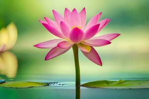 une rose lotus fleur est flottant dans le l'eau. généré par ai photo