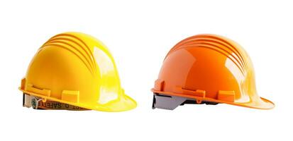 casque isolé sur blanc arrière-plan, protéger à sécurité pour ingénieur dans construction placer. photo