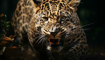majestueux Bengale tigre en regardant, beauté dans nature, sauvage animal portrait généré par ai photo