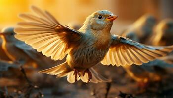 en volant mouette se répand ailes dans milieu air, capturer Naturel beauté généré par ai photo