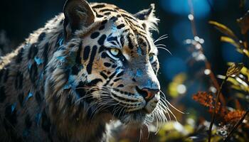 majestueux Bengale tigre, chat sauvage, en regardant, beauté dans nature, rayé fourrure généré par ai photo