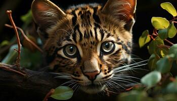 mignonne rayé chaton en regardant, fourrure proche en haut, la nature beauté dans un animal généré par ai photo