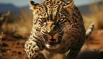 majestueux tigre marche, regarder violemment, les dents mis à nu, dans tropical forêt tropicale généré par ai photo