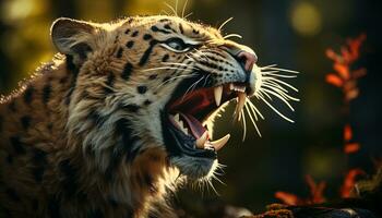 majestueux tigre, féroce et sauvage, erre librement dans la nature embrasse généré par ai photo