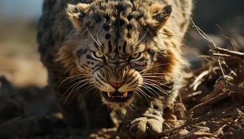 majestueux tigre, féroce et sauvage, regarder avec sélectif concentrer généré par ai photo