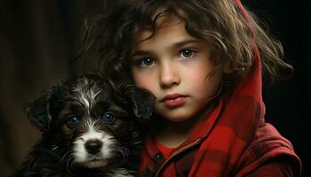 mignonne chien portrait, petit animal à la recherche à caméra, de bonne humeur relation amicale généré par ai photo