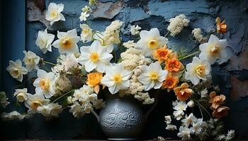 fraîcheur de la nature dans une bouquet, beauté dans fleur pot généré par ai photo