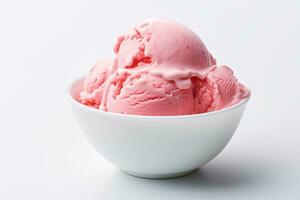 délicieux fraise la glace crème isolé sur blanc ai génératif photo