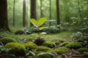 vert la vie plante croissance durable jardinage ampli environnement durabilité dans forêt ai génératif photo