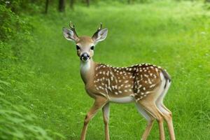 cerf dans forêt. ai génératif pro photo