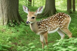 cerf dans forêt. ai génératif pro photo