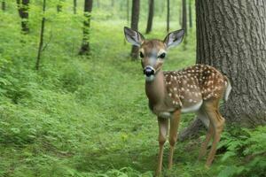 cerf dans forêt. ai génératif pro photo