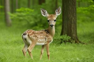 cerf dans forêt. ai génératif pro photo