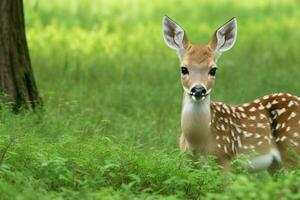 cerf dans forêt. ai génératif pro photo