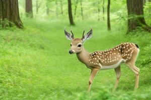 cerf dans forêt. ai génératif pro photo