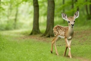 cerf dans forêt. ai génératif pro photo