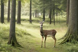 cerf dans forêt. ai génératif pro photo