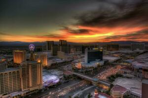 Las Vegas le coucher du soleil ville. produire ai photo