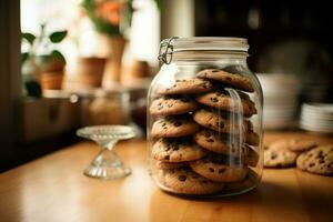 transparent biscuits pot. produire ai photo