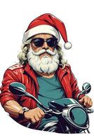 Père Noël claus sur une moto Noël graphique photo