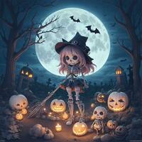 crâne personnage illustration pour Halloween ai génératif photo